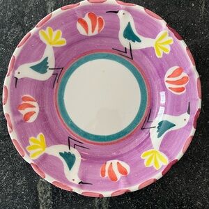 Vintage Vietri? Italian Vintage Pink Bird Painted Majolica Plate